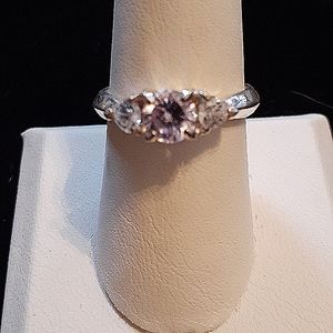 Light tanzanite style cz ring with clear cz on both sides 8.5